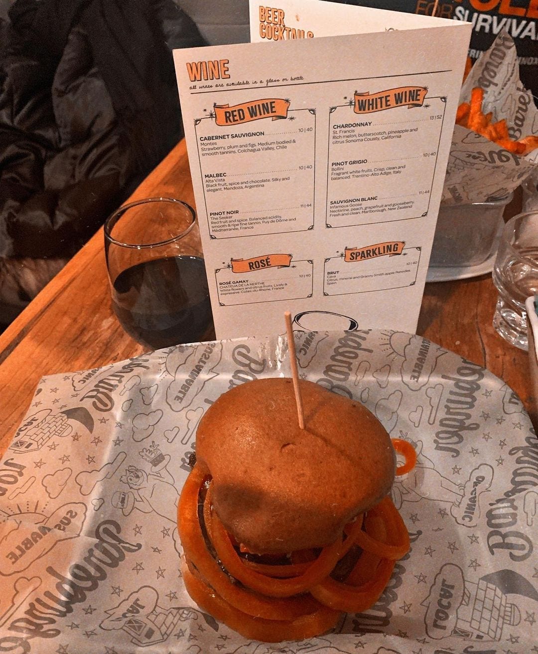 Bareburger, red wine